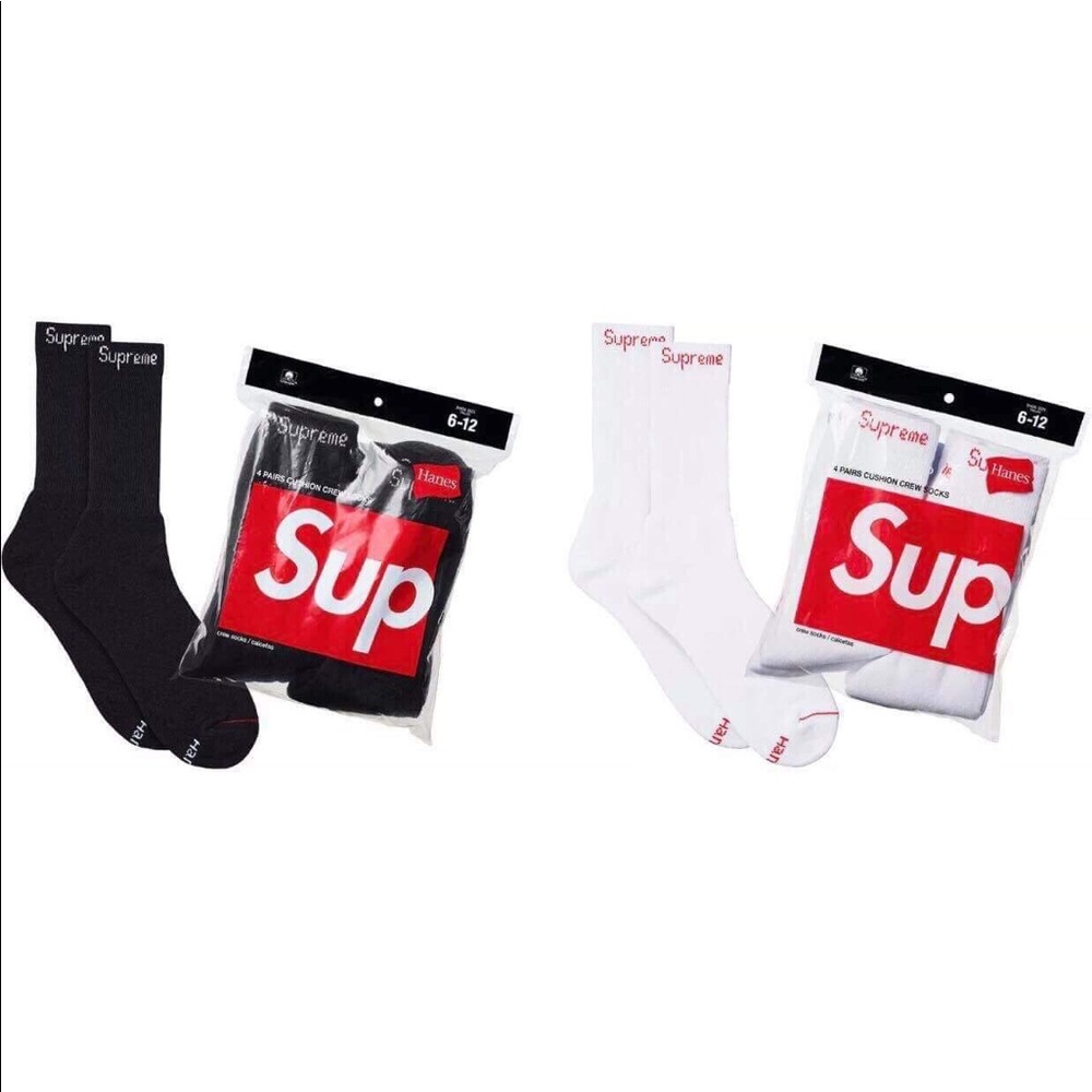 Supreme socks one white pair one black pair